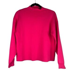 YAS Hot Pink Knit Mock Neck Classic Casual Pullover Long Sleeve Sweater Size XS